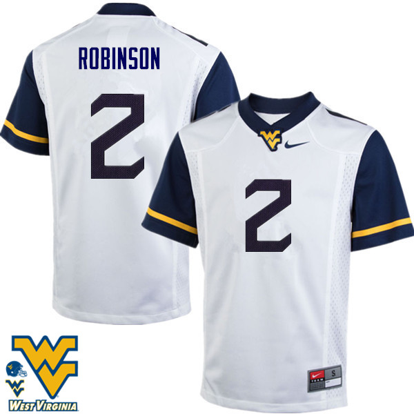 NCAA Men's Kenny Robinson West Virginia Mountaineers White #2 Nike Stitched Football College Authentic Jersey EP23C85AY